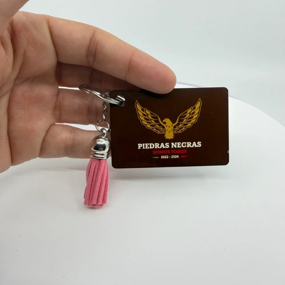 Piedras Negras Somos Todos 2022-2024 Eagle Keychain Pink Tassel Coahuila Mexico